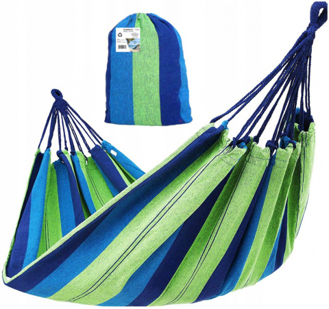 Płótno Hamak XXL 260x150 cm Niebiesko-Zielone Płótno Hamak XXL 260x150 cm Niebiesko-Zielone
